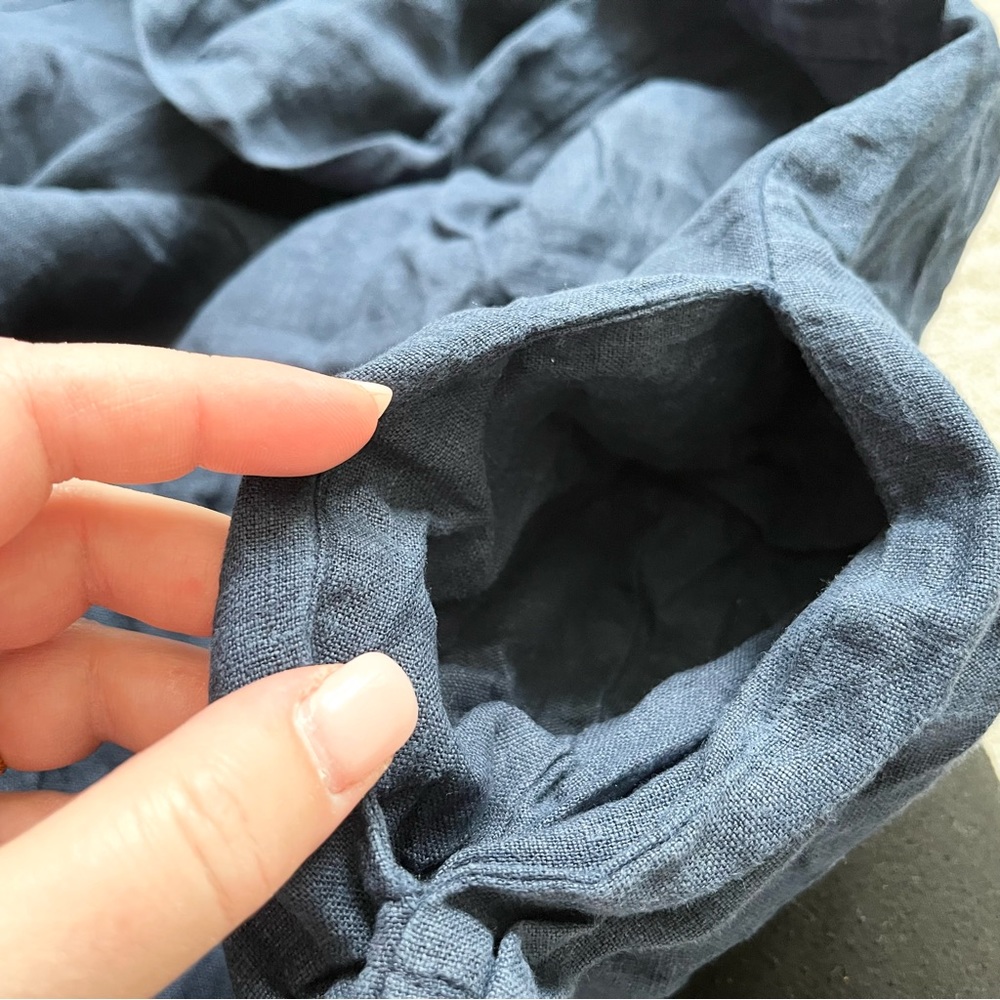 VISIBLE ART 100% LINEN NAVY WIDE LEG ELASTIC WAIST PANT SIZE XL MINIMALIST - Picture 5 of 9